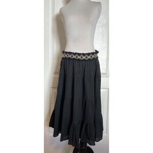 $128 La Blanca Designer Skirt Cotton Elastic Waist Midi Skirt Swim Cover Up S